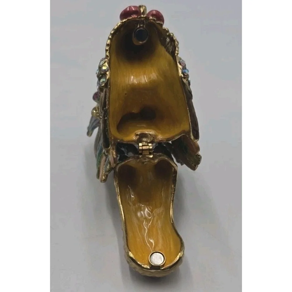 Sevenbees Vintage Style Jeweled Rooster Trinket Box Colorful Enamel Rhinestone
